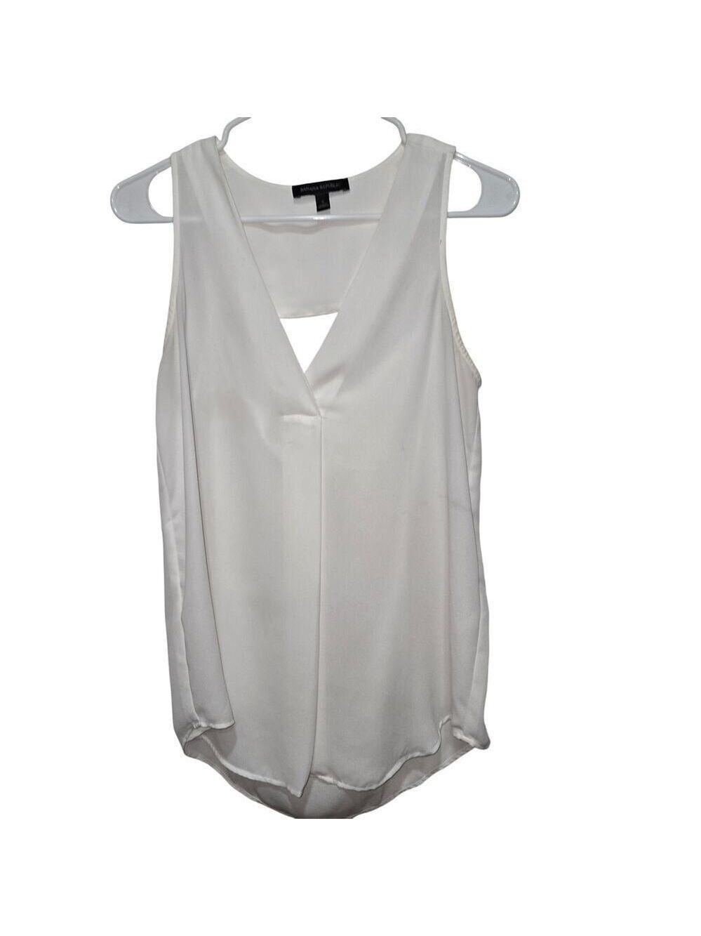 Banana Republic Small Ivory Sleeveless V Neck Drape Back Blouse